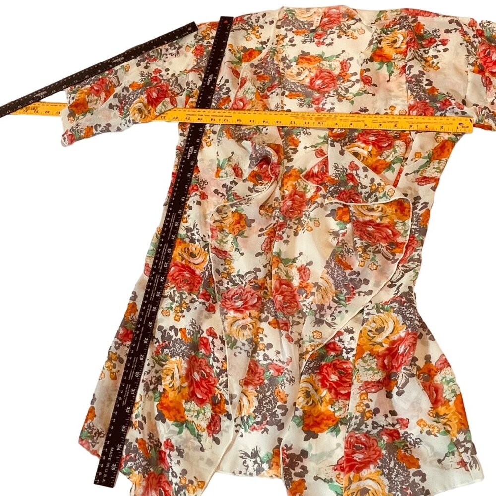 My Beloved Women's Floral Kimono Sheer Waterfall Open Swimsuit Cover Size L - Picture 7 of 8